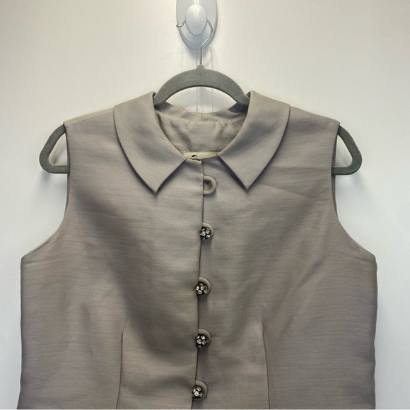 Vintage Richard Frontman 1960s Gray Button Up Collared Sleeveless Dress - Picture 2 of 16